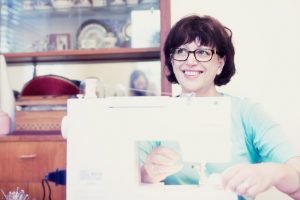 woman in a sewing machine